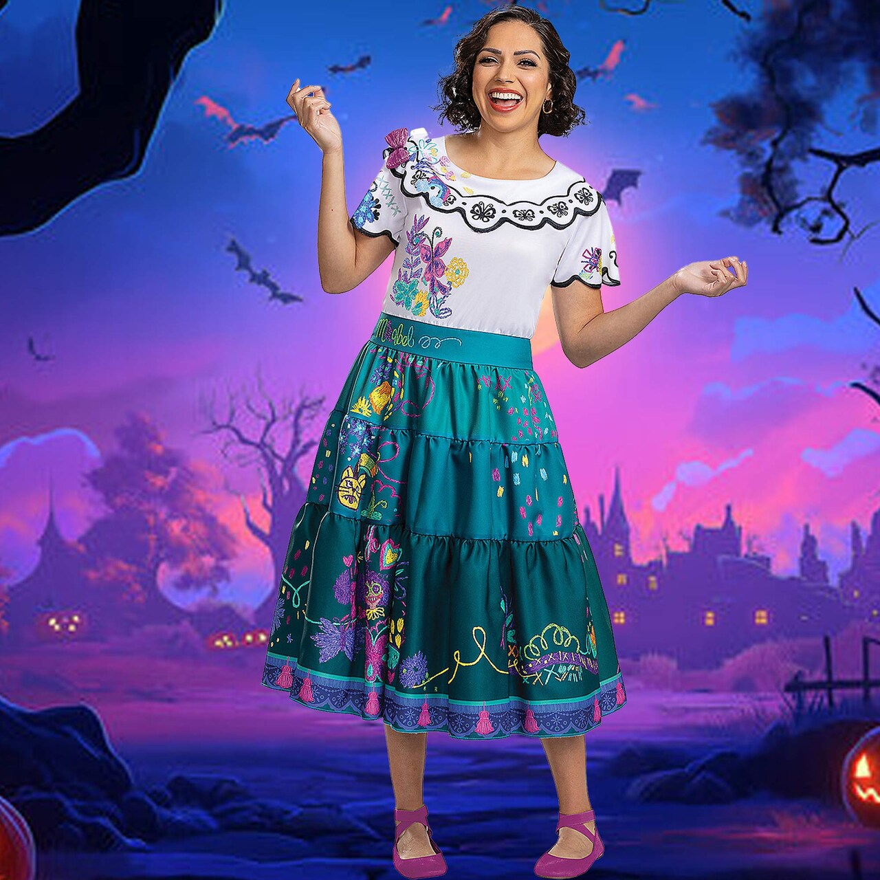 Teen Deluxe Disney Encanto Mirabel Madrigal Costume Printed Dress Bow